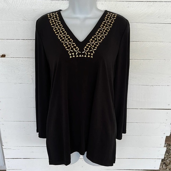 Carmen Marc Valvo Bling Shirt Size M - Picture 1 of 8